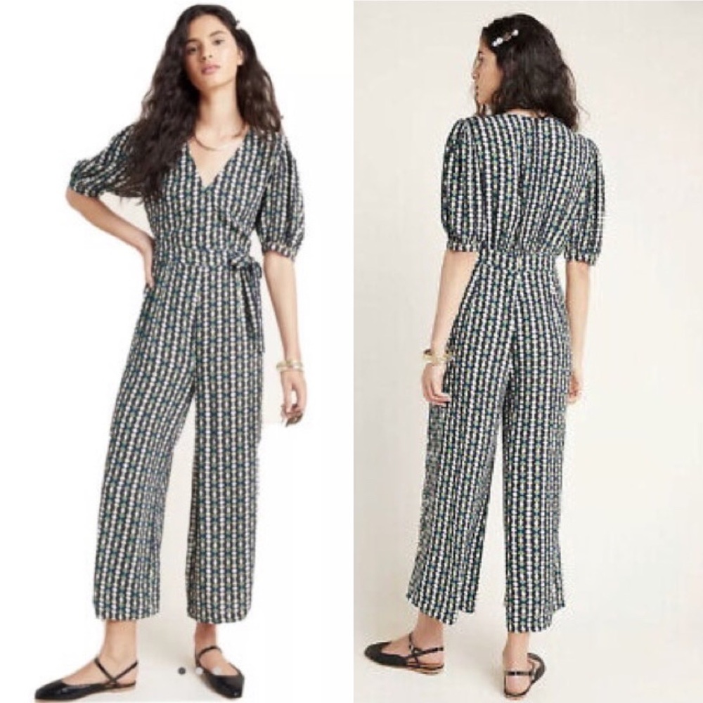 Anthropologie Kachel Evie Abstract Jumpsuit Black Motif Size 2 NWT - Picture 2 of 11